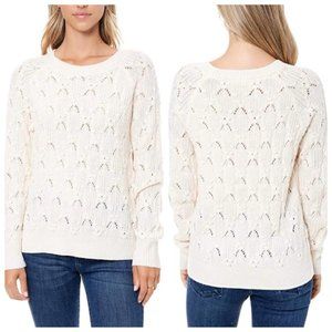 Elodie Scallop Pointelle Sweater Ivory Large NWT
